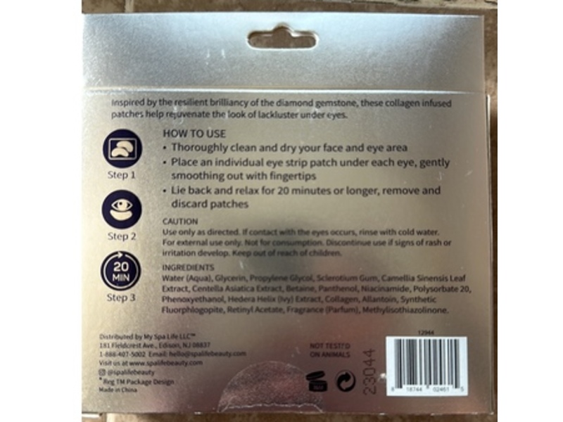 SpaLife Illuminating Under Eye Patches, Diamond Dust, 0.13 oz/3.8 g. 6 Pairs