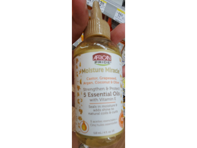 African Pride Moisture Miracle Strengthen & Protect 5 Essential Oil, Vitamin E, 4 fl oz/128 mL