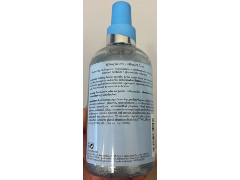 Philosophy Shimmering Body Spritz, Falling In Love, 8 fl oz/240 mL