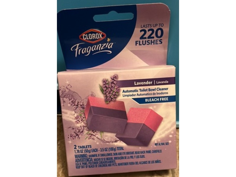 Clorox Fraganzia Automatic Toilet Bowl Cleaner, Lavender, 1.76 oz/50 g, 2 Count