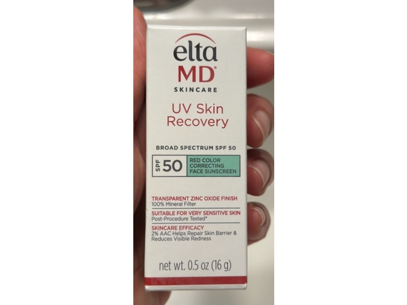 EltaMD Uv Skin Recovery Red Color Correcting Face Sunscreen, SPF 50, 0.5 oz/16 g