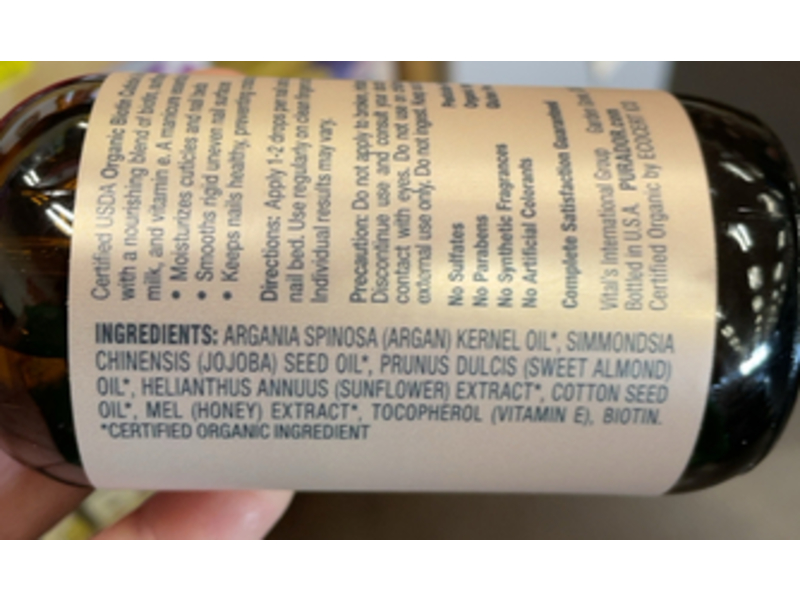 Pura D'Or Organic Biotin Nail & Cuticle Oil, 4 fl oz/118 mL