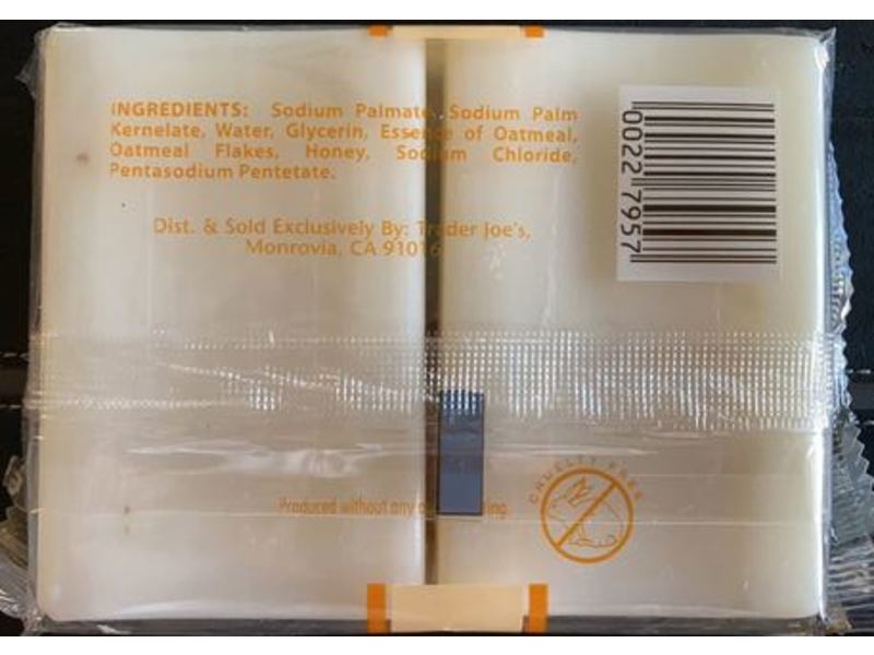 Trader Joe's Next To Godliness Pure Vegetable Soap, Oatmeal & Honey, 8 oz/227 g, Pack Of 2