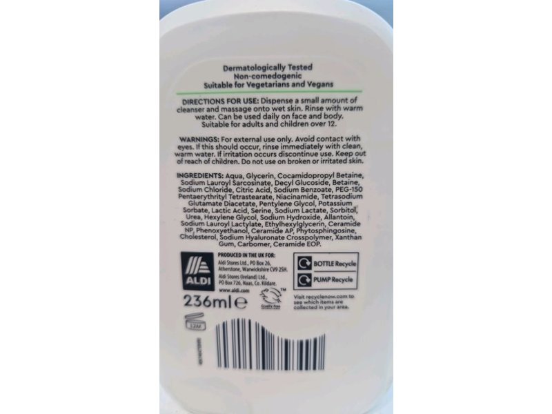 Lacura Ceramides Foaming Cleanser, Fragrance Free, 236 mL