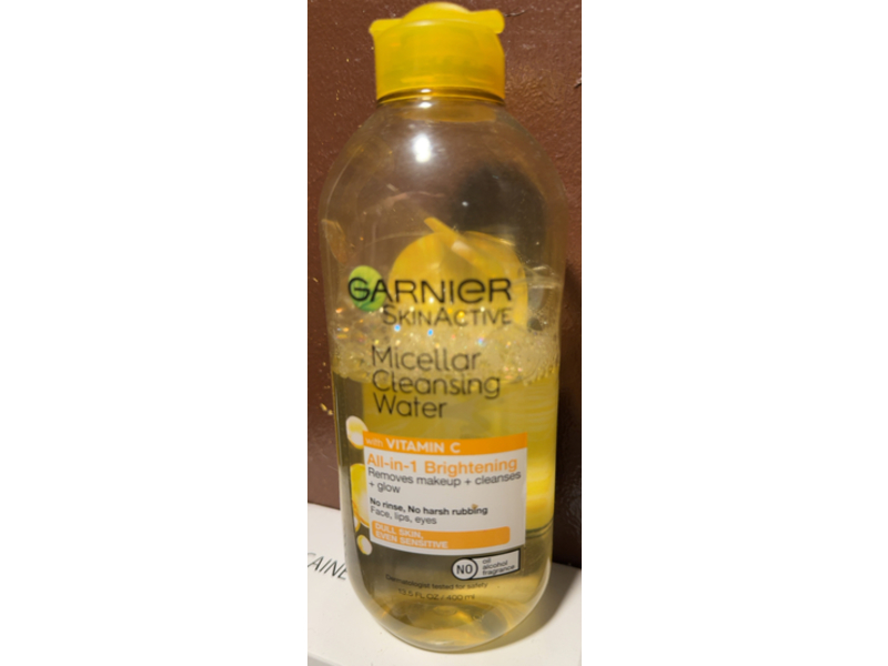 Garnier Micellar All-In-1 Brightening Cleansing Water, Vitamin C, 13.5 fl oz/400 mL, Pack Of 2