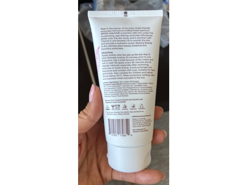 Edible Beauty Australia & Basking Beauty Natural Sunscreen, SPF 50, 3.5 fl oz/100 g