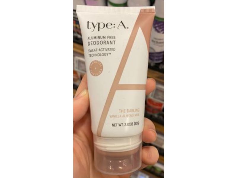 Type:A Aluminum Free Deodorant, The Darling Vanilla Almond Milk, 2.8 oz/80 g