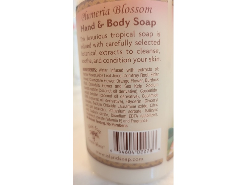 Island Soap & Candle Works Botanical Liquid Hand & Body Soap, Plumeria Blossom, 8.5 fl oz