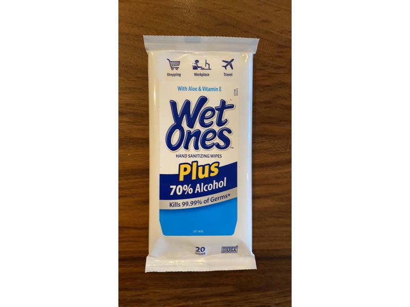 Wet Ones Plus 70% Alcohol, 20 count