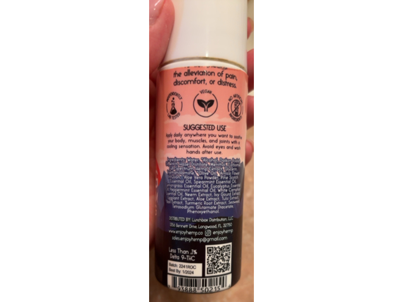 Enjoy Hemp Relief Full Spectrum Cbd Cooling Roll On, 3 oz/88.7 mL