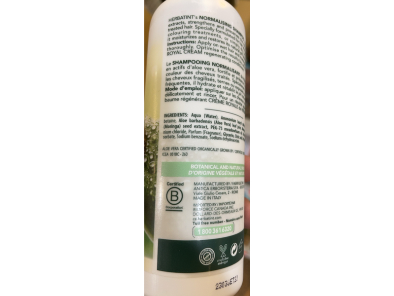 Herbatint Aloe Vera Normalising Shampoo, 260 mL
