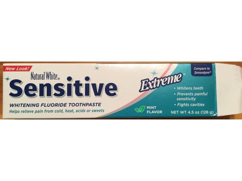 Natural White Sensitive Whitening Fluoride Toothpaste, Extreme, Mint Flavor, 4.5 oz/128 g