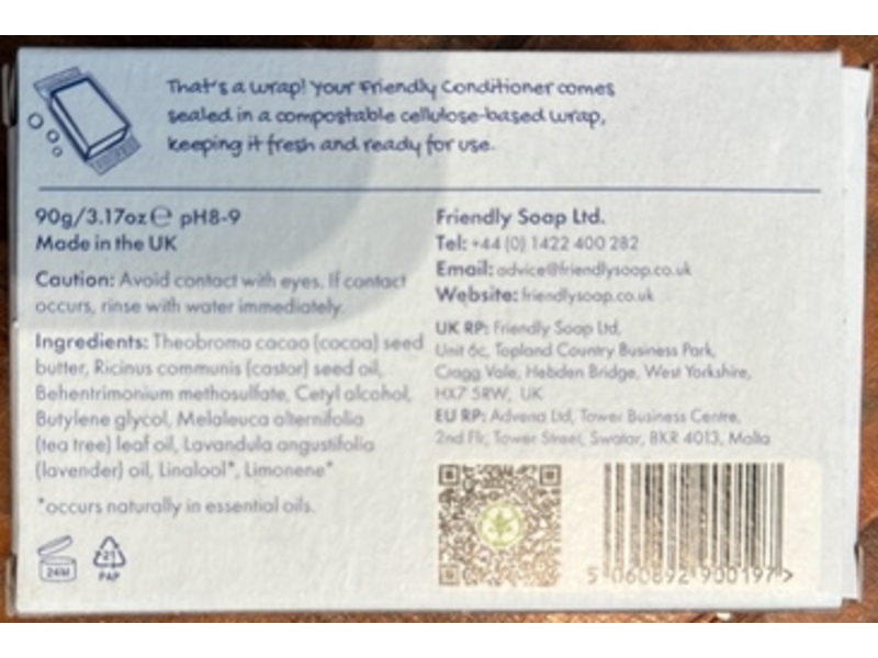 Friendly Soap Conditioner Bar, Lavender Tea Tree, 95 g