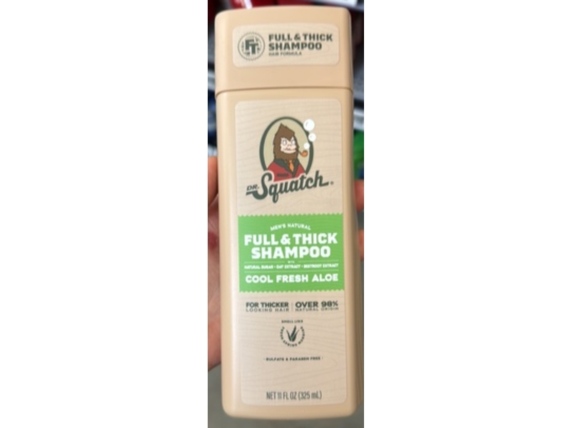 Dr.Squatch Natural Full & Thick Shampoo, Cool Fresh Aloe, 11 fl oz/325 mL