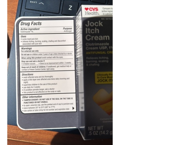 CVS Health Jock Itch Antifungal Cream, 0.5 oz/14.2 g