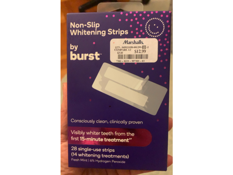 Burst Non-Slip Whitening Strips, Fresh Mint, 28 Count