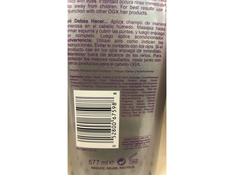 OGX Smoothing Liquid Pearl Shampoo, 19.5 fl oz/577 mL