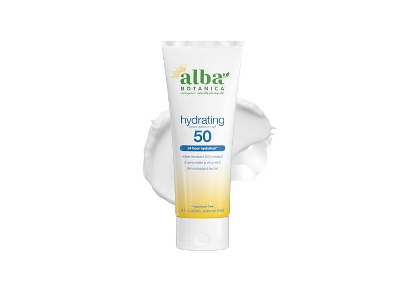Alba Botanica Hydrating Sunscreen Lotion, SPF 50 , 3 fl oz/89 mL