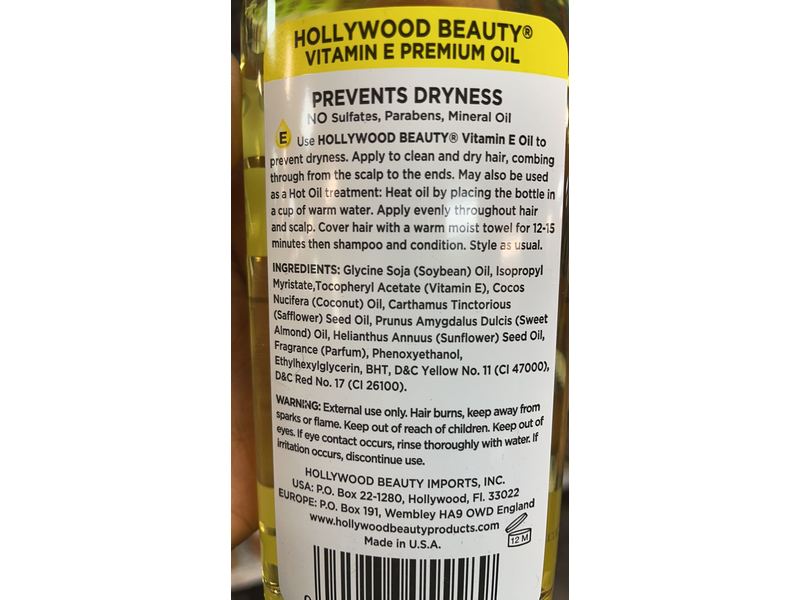 Hollywood Beauty Premium Oil Hair & Skin, Vitamin E, 8 fl oz/236 mL