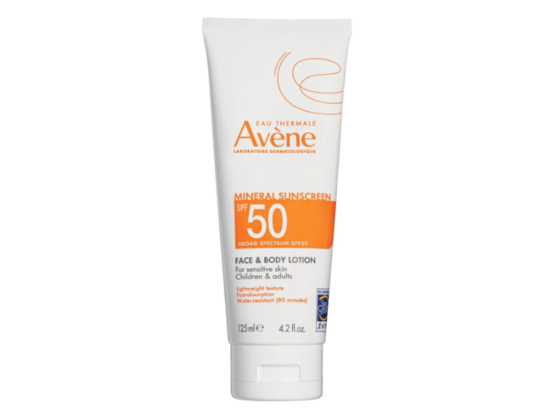 Avene Mineral Face & Body Sunscreen Lotion, SPF 50, 4.2 fl oz/125 mL