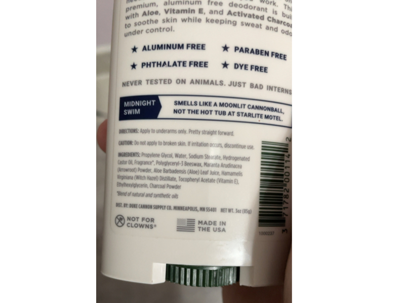 Duke Cannon Supply Co. Aluminium Free Deodorant, Midnight Swim, 3 oz, Pack Of 2