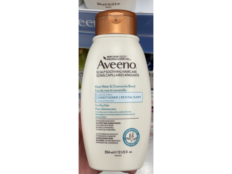 Aveeno Soothe & Soften Conditioner, Rose Water & Chamomile, 12 fl oz/354 mL