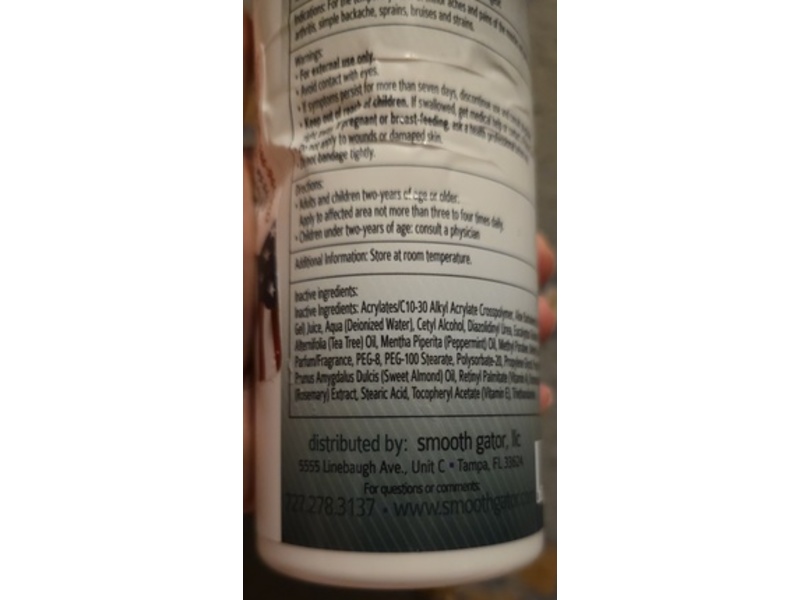Smooth Gator 60 Second Pain Relief Cream, Wintergreen Aloe Vera + Eucalyptus, 16 fl oz/473.2 mL