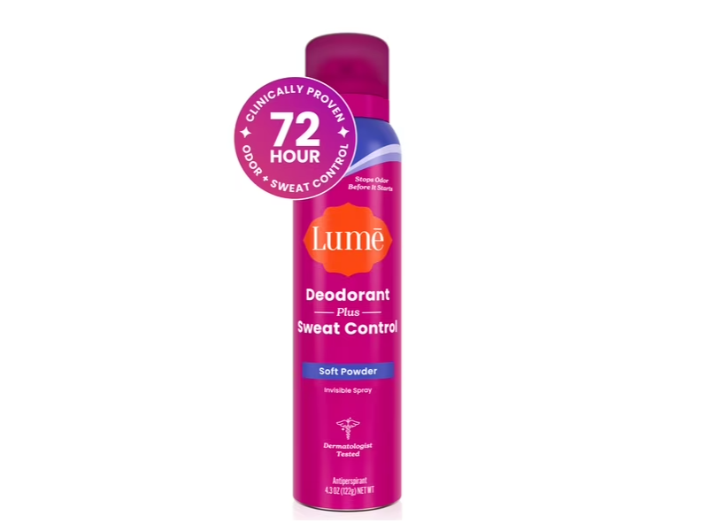 Lume Deodorant Plus Sweat Control Antiperspirant, Soft Powder, 4.3 oz/122 g