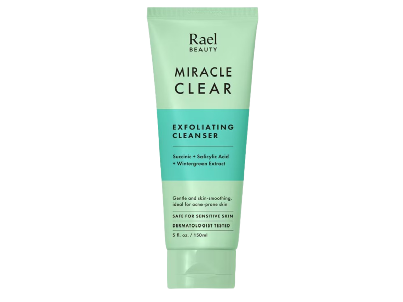 Rael Beauty Miracle Clear Exfoliating Cleanser, Succinic + Salicylic Acid + Wintergreen Extract, 5 fl oz/150 mL
