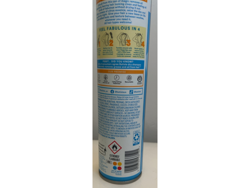 Batiste Dry Shampoo, Fresh Breezy Citrus, 6.35 oz/180 g