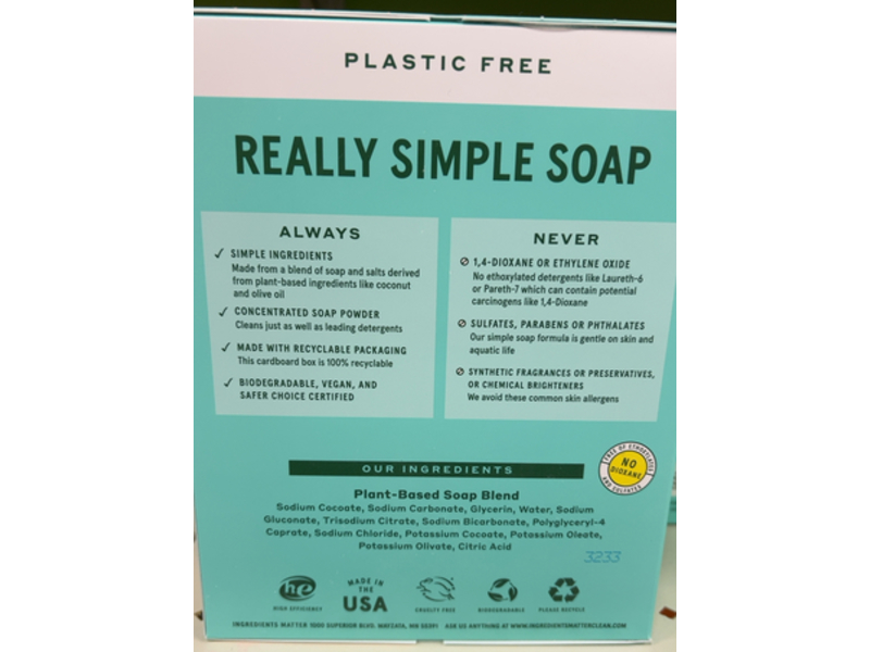 Ingredients Matter Ultra Concentrated Laundry Soap, 60 Loads, 30 oz/0.85 kg