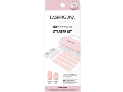 Dashing Diva Glaze LED Semi-Cured Gel Starter Kit, Pale Blush, 32 Count