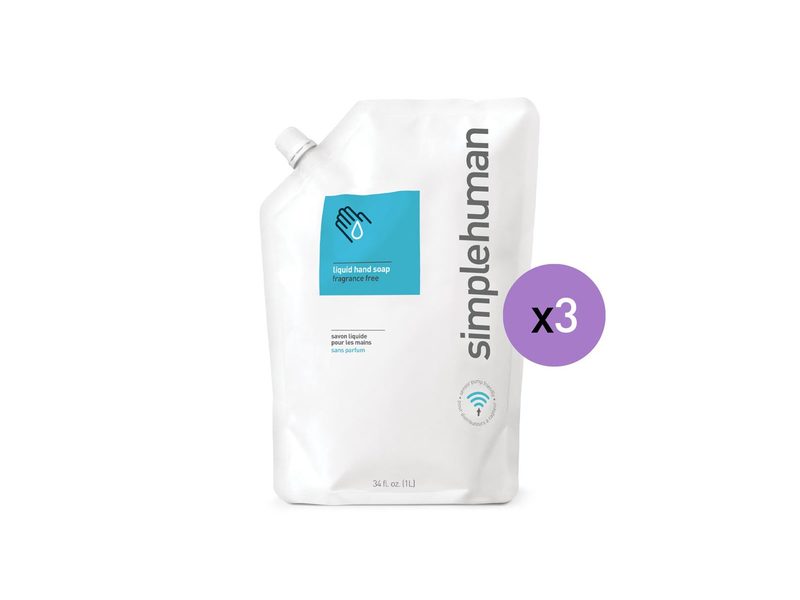 simplehuman Free Liquid Hand Soap Refill Pouch, Fragrance-Free 34 fl. oz