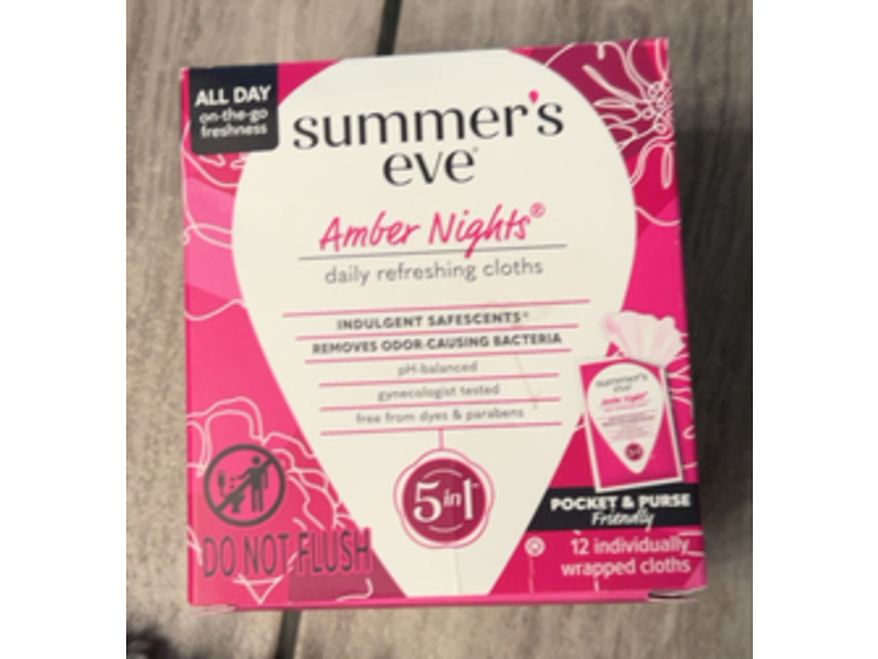 Summer's Eve 5 In 1 Daily Refreshing Cloths, Amber Night, 12 Count