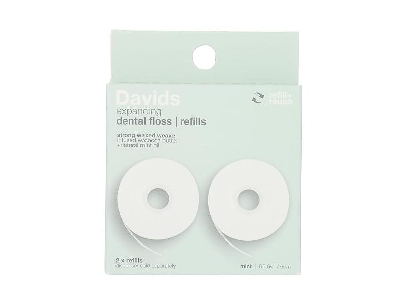 Davids Expanding Dental Floss Refills, Coco Butter+Mint Oil, 2 Count