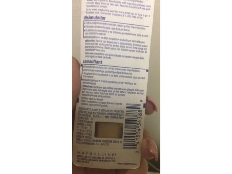 Maybelline Cover Stick Corrector Concealer, 120 Light Beige, 0.16 oz/4.5 g