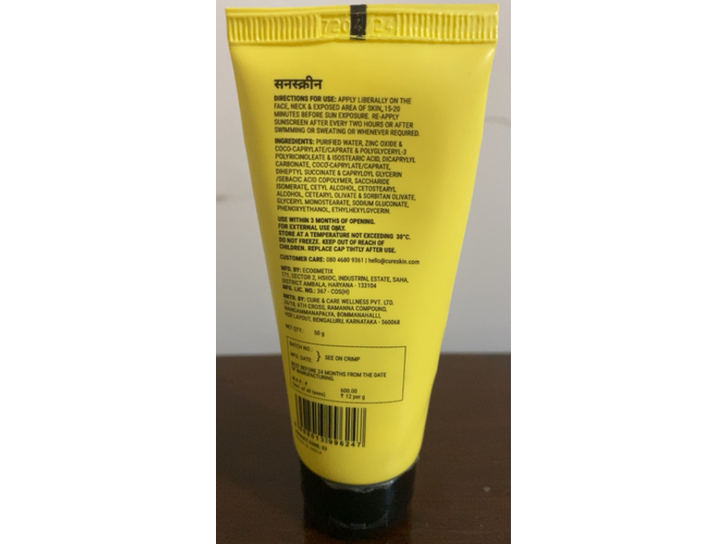Cureskin Mineral Sunscreen Gel, SPF 30, PA +++, 50 g