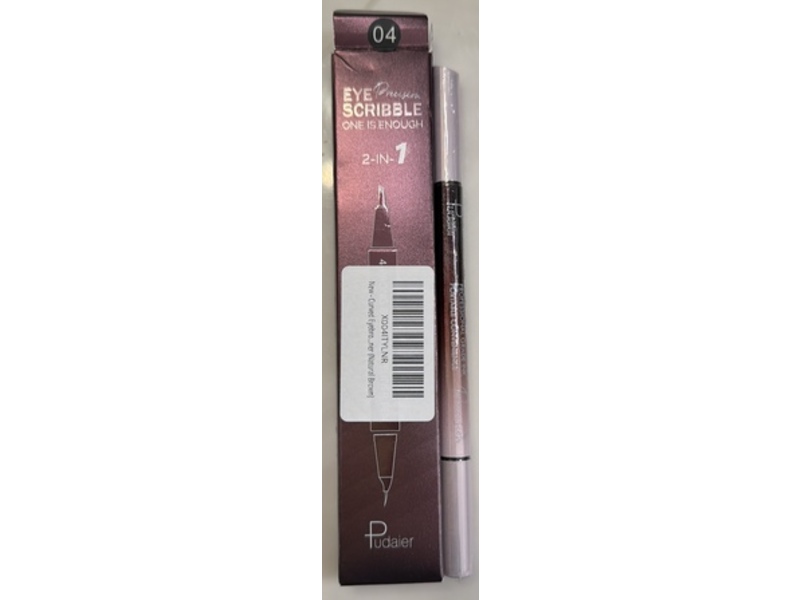 Pudaier 2-In-1 Eye Precision 4-Prong Brow & Eyeliner Pen, 04 Natural Brown, 0.014 oz/0.4 g