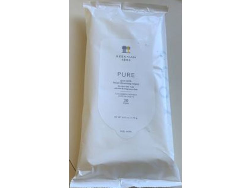 Beekman 1802 Facial Cleansing Wipes, Pure Goat Milk, 6.0 oz/170 g, 30 Count