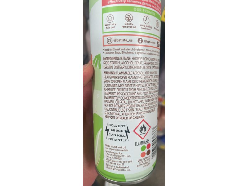 Batiste Dry Shampoo, Barely Scented, 7.62 oz/216 g