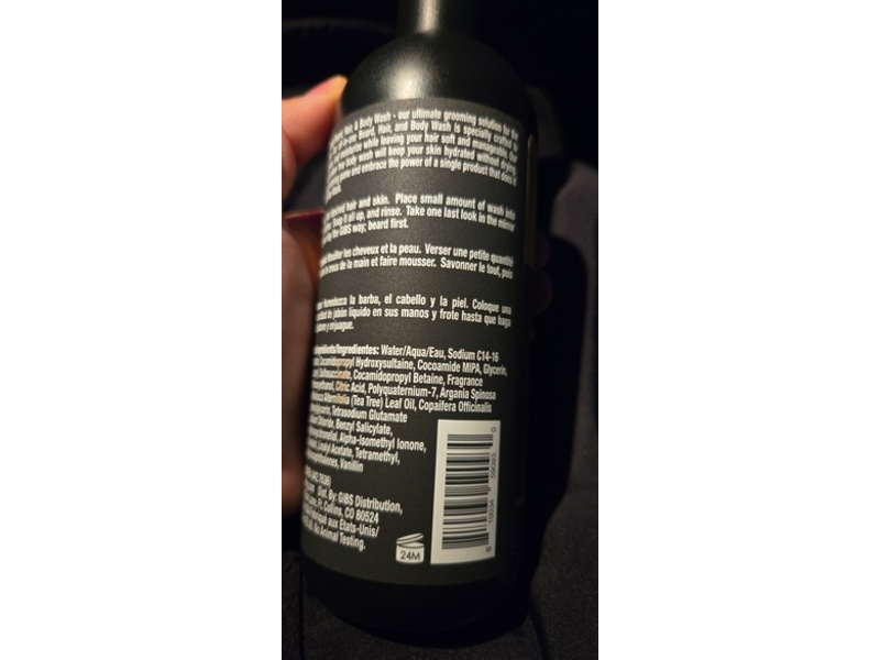 Gibs Grooming Beard, Hair & Body Wash, Amber, 12 fl oz/355 mL