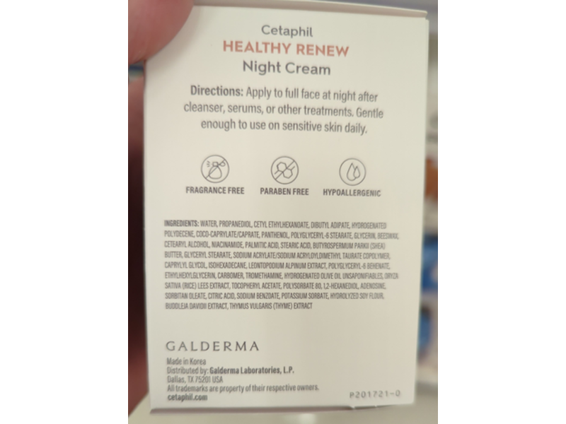 Cetaphil Healthy Renew Night Cream, Purified Peptides, 1.7 oz/48 g