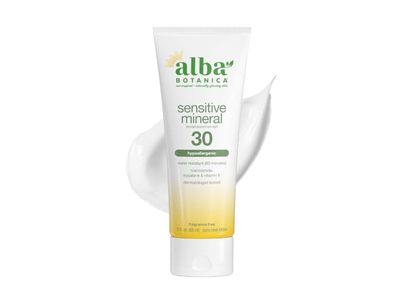 Alba Botanica Sensitive Mineral Sunscreen Lotion, Fragrance Free SPF 30, 3 oz/89 mL