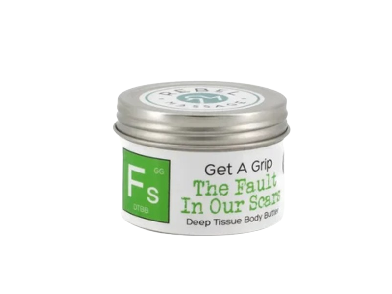 Rebel Massage Get A Grip Deep Tissue Body Butter, The Fault In Our Scars, 2 oz/56 g