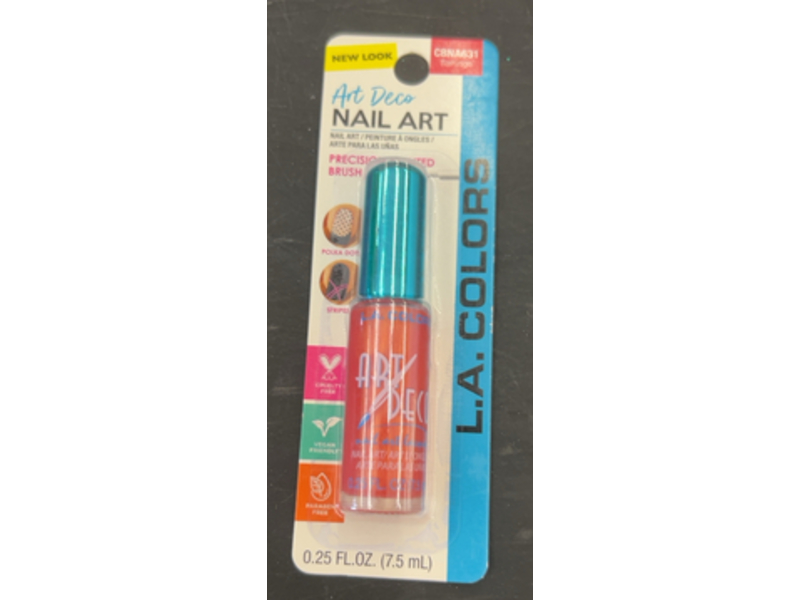 L.A. Colors Art Deco Nail Art Precision Pointed Brush, CBNA631 Flamingo, 0.25 fl oz/7.5 mL