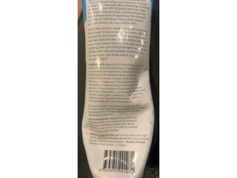 Moogoo Natural Sunscreen, SPF 30, 120 g