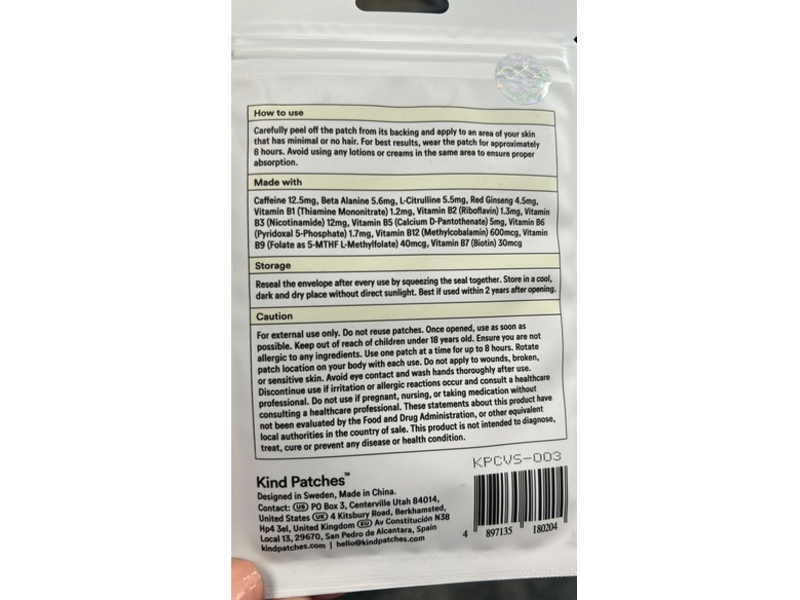 Kind Patches Energy Patches, Extra Strong Caffeine, 30 Count