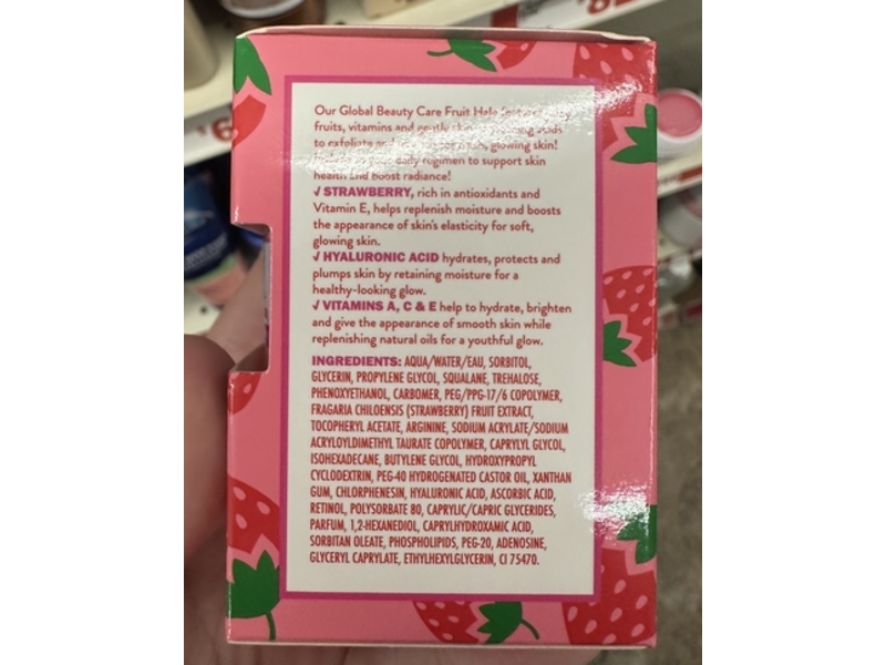 Global Beauty Care Glowing Facial Moisturizer, Strawberry + Hyaluronic Acid, 1.7 fl oz/50 mL