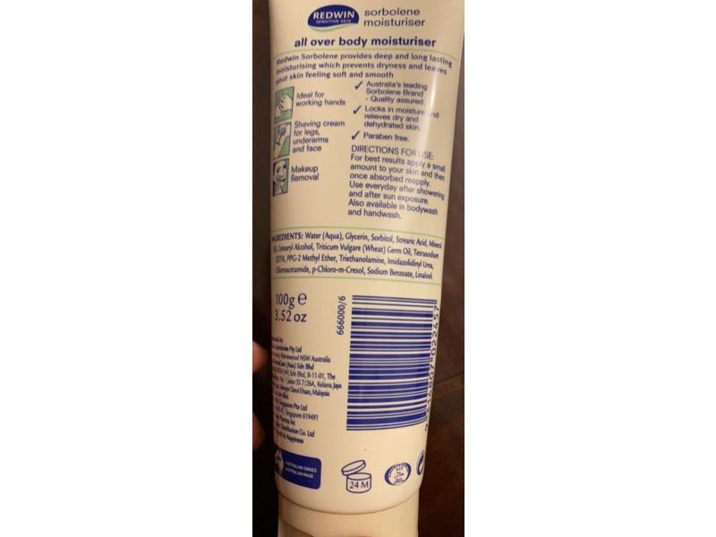 Redwin Sorbolene Moisturiser Restoring, Vitamin E, 3.52 oz/100 g