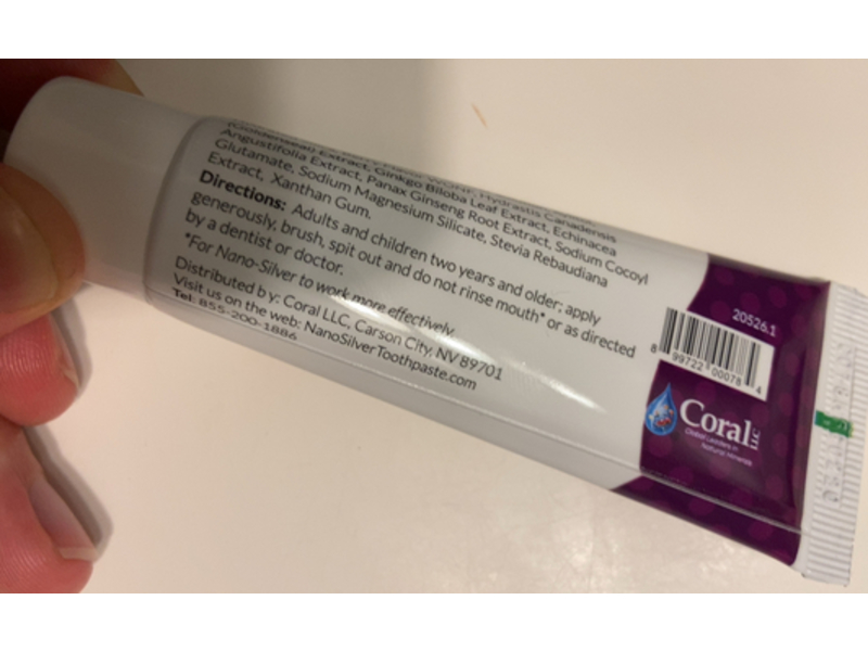 Coral Nanosilver Toothpaste, Bubble Berry, 1 oz/28 g